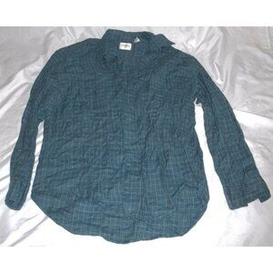 Vintage Robert Stock Mens Blue Green Plaid Flannel Button Up Shirt Jacket large